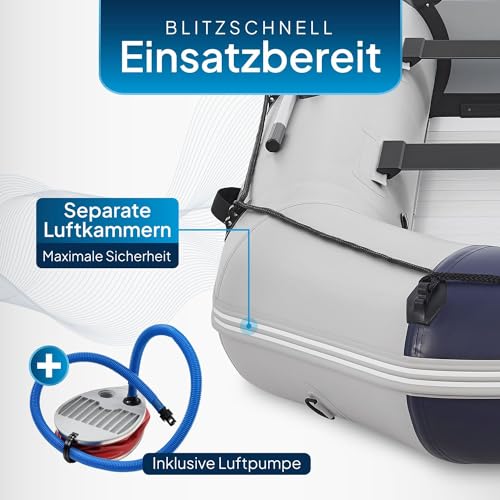 ArtSport Schlauchboot 3,80 m für 6 Personen mit 2 Sitzbänke & Aluboden - Paddelboot mit Paddel,...