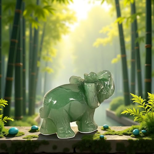 Estatua de Elefante Verde de Piedra de Jade miniatura 6