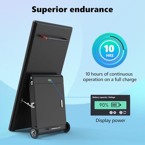 Image of 43 Inch Outdoor Digital Signage Kiosk, IP65 Waterproof Portable A-Frame LCD Display with Rechargeable Battery, 2000-Nit Auto-Brightness and Impact-Resistant Screen for Retail Store