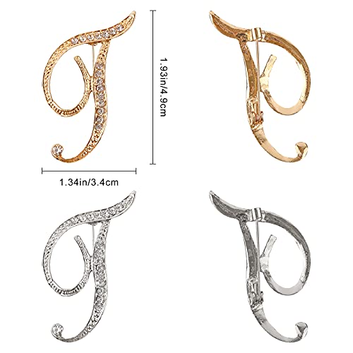 Image of Letter Brooch Pins, Alloy Lapel Pin Gold and Silver for Women, Girls, Men