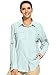 Womens UPF 50 Long Sleeve Sun Shirt Safari Hiking Quick Dry UV Protection Button Up Travel Shirt for Fishing Gardening Africa (US, Alpha, Large, Regular, Regular, 6 Light Blue)