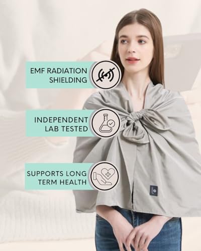 Radia Smart® EMF Protection Scarf, Silver Fiber Fabric, RF Blocker Radiation Protection, 5G, WiFi, Cellular, Bluetooth. High Shielding Efficiency. Multiple Ways To Wear.3