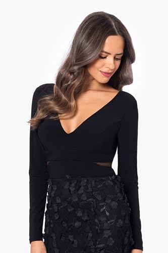 Xscape Women's Long Sleeve V-Neck Floral Skirted Gown4