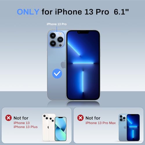 Strong Magnetic for iPhone 13 Pro Case, Military Grade Drop Protection, Compatible with MagSafe, Shockproof Anti-Fingerprint Translucent Slim Phone Protective Cover (6.1"), Black