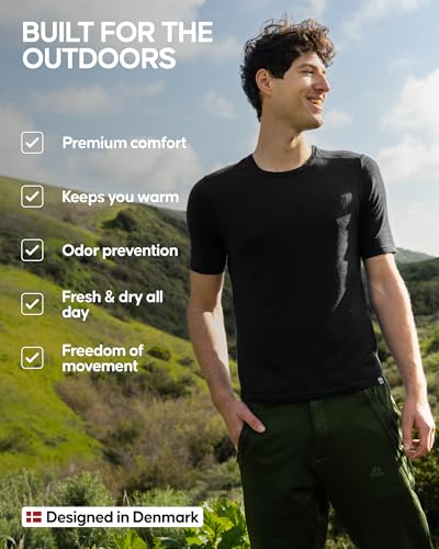 DANISH ENDURANCE Merino Wool Baselayer T-Shirt, Short Sleeve, Premium Undershirt for Men, Breathable, Moisture Wicking3