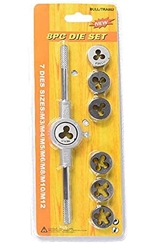 A&S TOOL SHOP 8Pc Die Holder Set of Manual Threaded Wire Circular Die Dies M3/4/5/6/8/10/12-as Picture