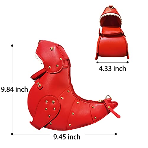 Fozehlad Women Dinosaur Shaped Shoulder Handbag PU Leather Rivet Crossbody Purses Messenger for Girl2