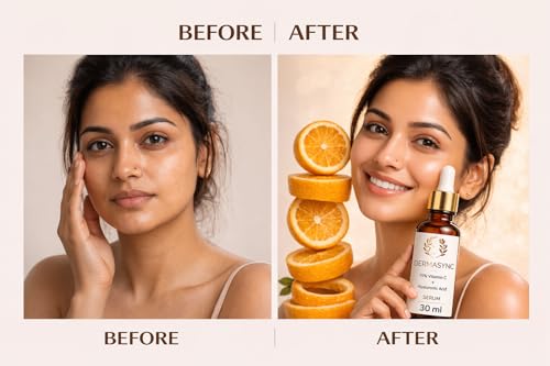 Image of DERMASYNC 15% Vitamin C Face Serum with Hyaluronic Acid - Brightening, Hydrating & Anti-Aging Serum for Glowing Skin, Glow Boosting, Anti-Aging, Dark Spot Corrector for Radiant Skin (30ml)