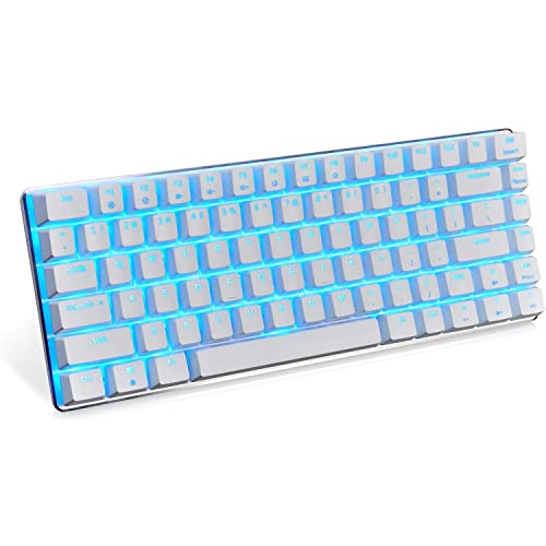 Image of Gaming Mechanical Keyboard Wired USB Metal Mechanical Blue Switch Computer Gaming Keyboard with Blue LED Backlit for Computer Gamers (Blue Switch, White)