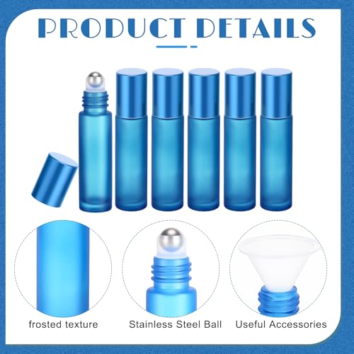 Image of Sumind 150 Pcs Frosted Glass Roller Bottles 10 ml, Frosted Dark Blue, 10 ml