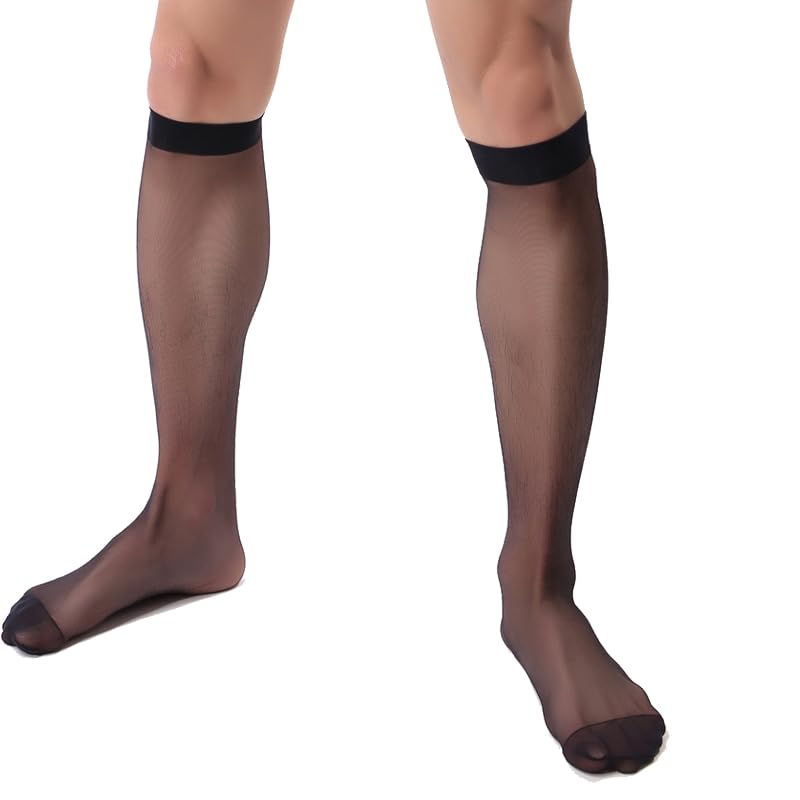 Sexy Mens Sheer Business Suit Formal Thin Breathable Socks Over the Calf Stocking