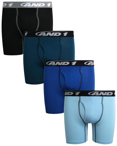 AND1 Boys Boxer Briefs - 4 Pack Performance Boys Underwear Boxer Briefs with Functional Fly Pouch, 5