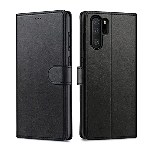 Focusor Cover a Libro Huawei P30 Pro,Custodia in Pelle Huawei P30 Pro Magnetica [Portafoglio] Custodia Silicone Sintetica TPU Antiurto,Funzione Supporto Slot Schede per P30 Pro,Nero