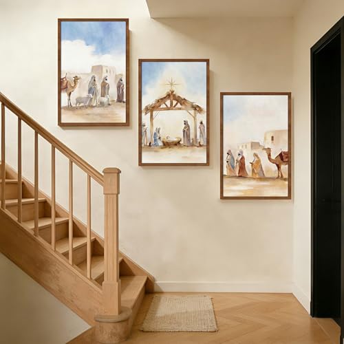 HANSILK Large Nativity Scene Wall Art, Framed Christian Painting of The Holy Family - Jesus, Mary & Joseph, for Living Room, Bedroom, Dining Room Decor - image 7