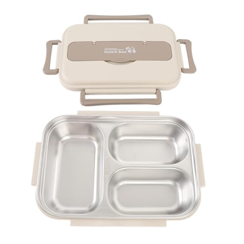 Contenedores de Almuerzo, 316 Contenedor de Comidas de Almuerzo de Acero Inoxidable 1000 Ml para Viajar (Beige)