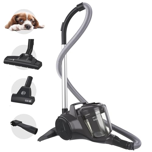 Hoover HP1 Pet Powerful Cylinder Vacuum Cleaner with Pet Hair Tool - Bagless, Compact, Lightweight, Corded, Washable EPA Filter, Large 2L Bin Capacity
