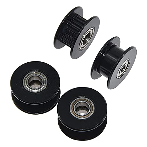 Lysee 3D Printer Parts & Accessories - 20pcs Black GT2 Idler Pulley for 3D Printer Parts Aluminum 20 Teeth 2GT Timing Pulleys Bore 5mm 3mm - (Size: W6 5B Without T)