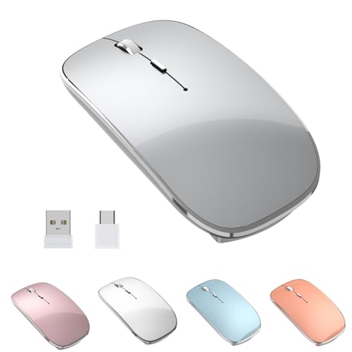 Halpilt Wireless Mouse Chargeable Portable Silent USB and Type-C Dual Mode Wireless Mouse 3...