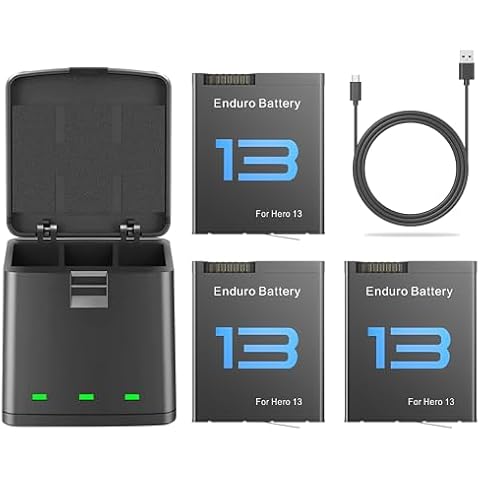 for Gopro Hero 13 Black Battery (3-Pack 2100mAh), Hero 13 Battery Charger for Gopro 13 Battery Pack Go Pro 13 Battery Enduro Rechargeable Battery (3) Cover