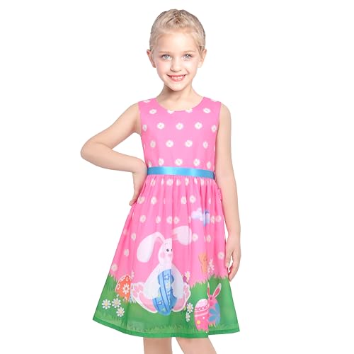 Sunny Fashion Girls Dress 2 Piece Bag Easter Bunny Egg Hunting Blue Casual Party2