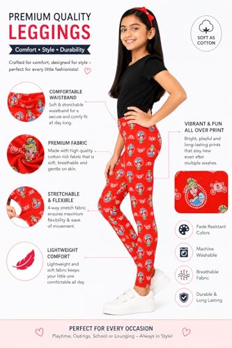 Image of BODYCARE Kids Girls Cotton Leggings | Soft Stretchable Pants, Playtime, Yoga & Casual Wear | Comfortable Elastic Waist Leggings for Toddler & Kids Girls