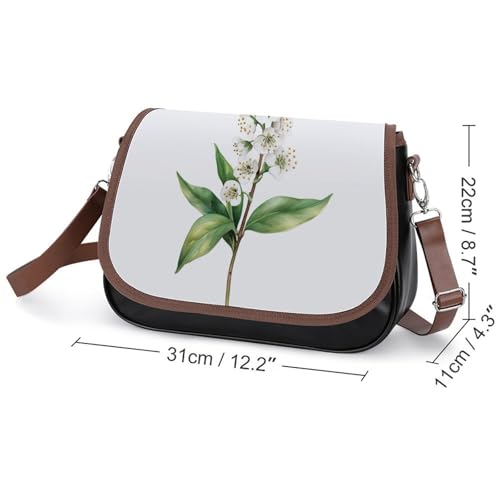 Elegant Hawthorn Flower Crossbody Bag Simple Leather Crossbody Bag,flapover Crossbody Bag,crossover Shoulder Bag with Adjustable Strap2
