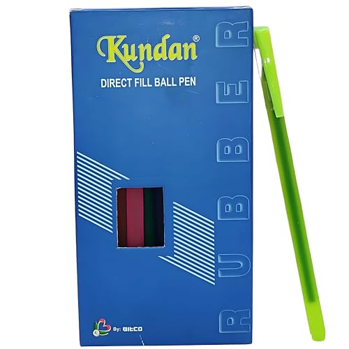 Image of HiTechMart Kundan Df Pen Throw Scented Blue Ink | Ball Pen Box Pack | Slim & Multi Color Body Pens Easy to hold | Pack of 1, P-20 | Smooth Writing use for Study, Office Work