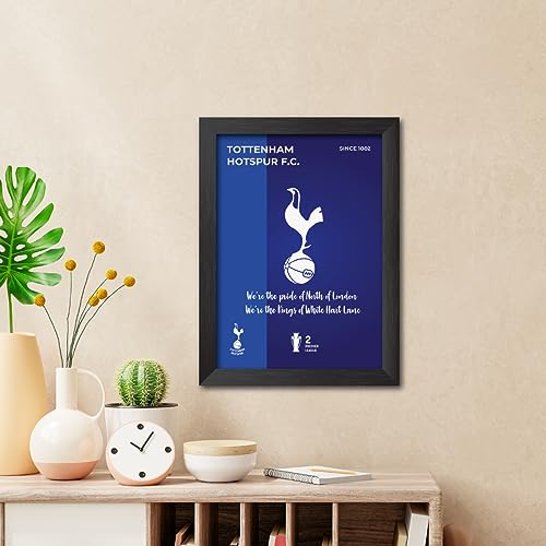Image of TenorArts Tottenham Hotspur Football Club Poster White Logo Laminated Photo Frame Painting with Matt Finish Black Textures(12 inches x 9inches)
