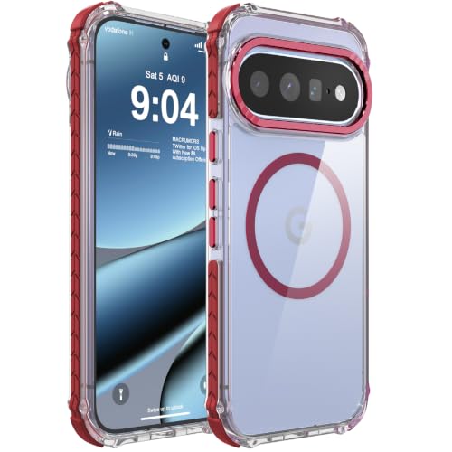 DEERLAMN Strong Magnetic Case for Google Pixel 11/Pixel 11 Pro, Clear+Red by DEERLAMN - Used condition - US$11.24