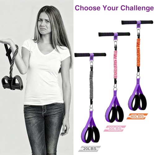 Image of Durable Comfortable Padded Handle Adjustable Pedal Resistance Band 20-40LBS for Full Body Workout