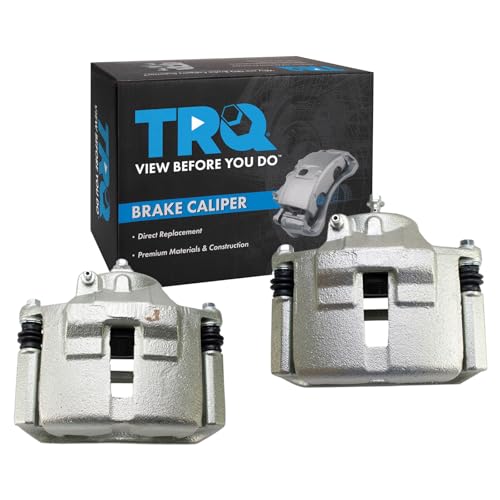 Image of TRQ Front Driver and Passenger Side Brake Caliper Set Caliper Brackets Hardware Compatible with 2001-2007 Ford Taurus 2002 Lincoln Continental 2001-2005 Mercury Sable