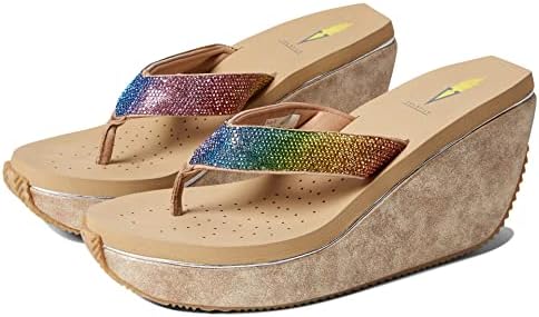 VOLATILE Women's Glimpse Wedge Sandal, Beige Multi, 11 | Image 4