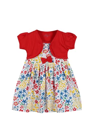 Image of babeezworld Baby Girl Cotton Dress - Half Sleeves Knee Length fit and Flare Frock jhabla Regular fit top