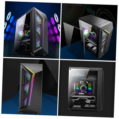 Gabinete para computadora DOITOOL ATX con panel lateral transparente, ventilación de malla de hierro, tira de iluminación RGB, alta circulación de aire, diseño compacto para gaming y escritorio miniatura 6