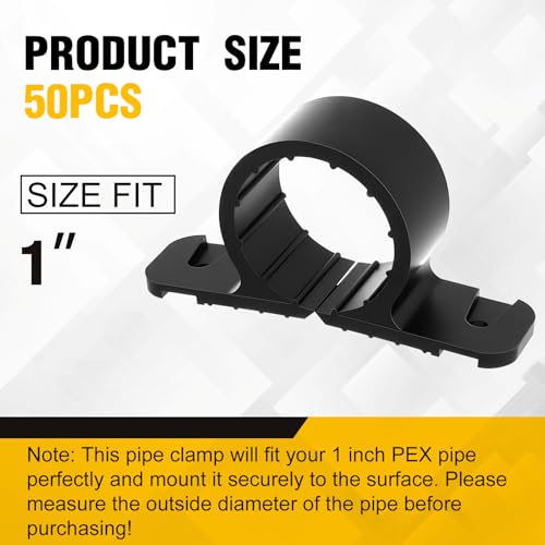 Image of Briwooody 50 Pack 1 Inch Pipe Supports Suspension Clamp Pipe Clamps Pex Clamps for Pex, Copper, CPVC(Black)