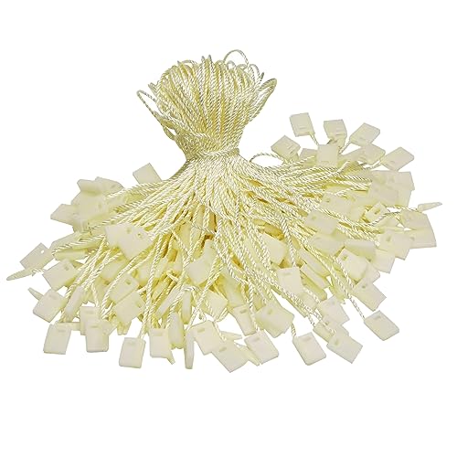 Hang Tags String 1000 PCS for Clothes Gift Bags Price Tags Strings Shoes Snap Lock Pin Loop Tie Fasteners, Polyester/Cotton Tag Rope Fastener Hook Ties Easy and Fast to Attach (Yellow 17cm)