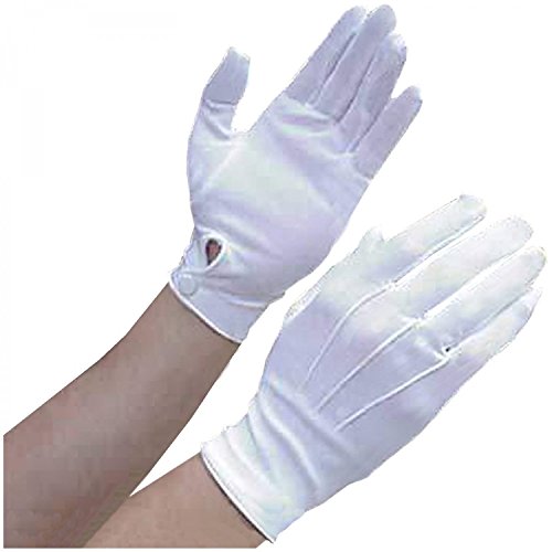 Ladies White Nylon Parade Gloves with Snap