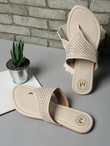 Image of MYRA Women's Comfortable Flat Chappal | Laser-cut Party Style Women Flat Chappal - MS1548C