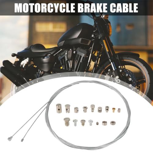 EIHI 2 Stück 130 CM Motorrad Universal Seilzug Universal Reparaturset Bowdenzug Gaszug Schaltzug Kupplungszug Fahrrad Roller Mofa Moped mit 9x Nippel für Fahrrad Roller Mofa Moped