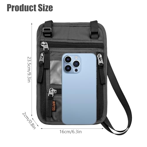 Image of Travel Pouch Passport Wallet- ID Card Wallet with RFID Blocking And Keep Your Belongings Secure-Travel Wallet - Neck Pouch Wallet for Men and Women (Grey)