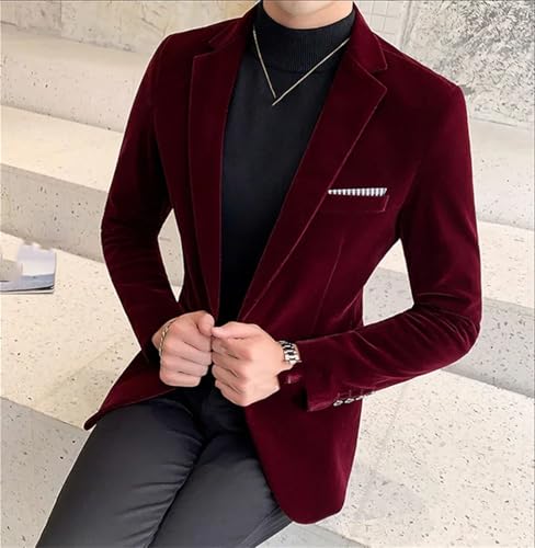 Mens Blazerss Fashion Business Corduroy Shirt Gentleman Casual Slim-fit Wedding Work Blazerss Jacket3