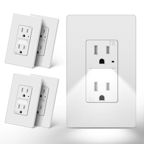 Image of CML 15A Outlet with Night Light for Hallway & Bathroom, ETL Listed, 5 Pack