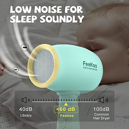 Kids Hair Dryer, Feekaa Kids Blow Dryer For Girls, Low Noise Gentle Heat For Kids Skin, Gift For Children's Birthday, Christmas Gift, Yellow-Green #TOP3