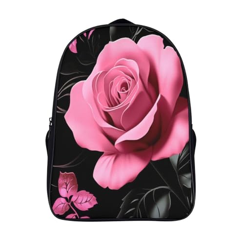 Sac à dos imprimé fleur 3D rose rose mode à grand volume pour l'école et les voyages