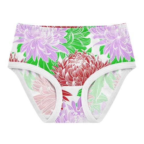 Joisal Purple Chrysanthemum Flowers Toddlers Underwear Floral 2t Cotton Little Girl Panties Fun Print Undies Kids Briefs