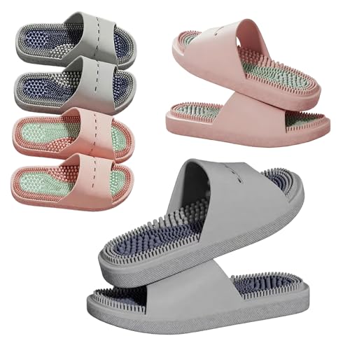 Lafeet 2 Pairs Massage Slippers for Plantar Fasciitis Pain Relief - Acupressure Massage Sandals for Men and Women - Non-Slip Slippers with Stress Relief - Perfect Gifts for Bath