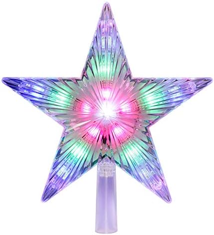 CrazyFire Christmas LED Star Tree Topper,Multi-colour Flash Star Light, LED Christmas Pentagram Light Decorative Christmas Light (AA Battery Powered)