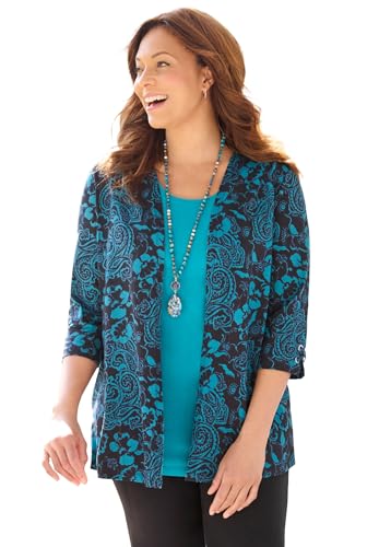 Catherines Women's Plus Size Suprema 3/4-Sleeve Cardigan