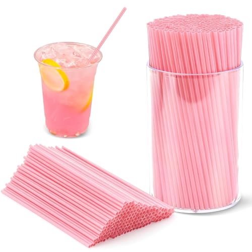 600 Pcs Pink Coffee Stirrers Stir Sticks Set - Acrylic Stir Stick Holder Cocktail Straws Bar Straws Drink Stirrers for Coffee Whiskey Valentines Day Disposable Drinking Straws Party Supplies