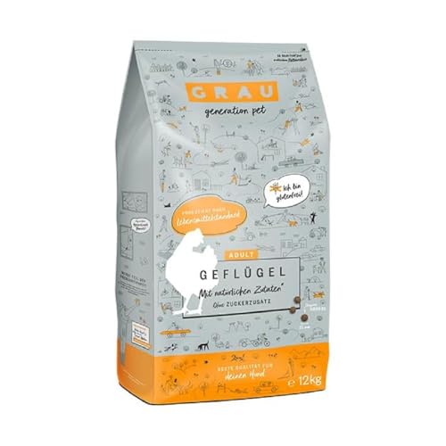 GRAU - het origineel - Droogvoer voor honden - Gevogelte, 1 verpakking (1 x 12 kg), graanvrij, voor gevoelige volwassen honden